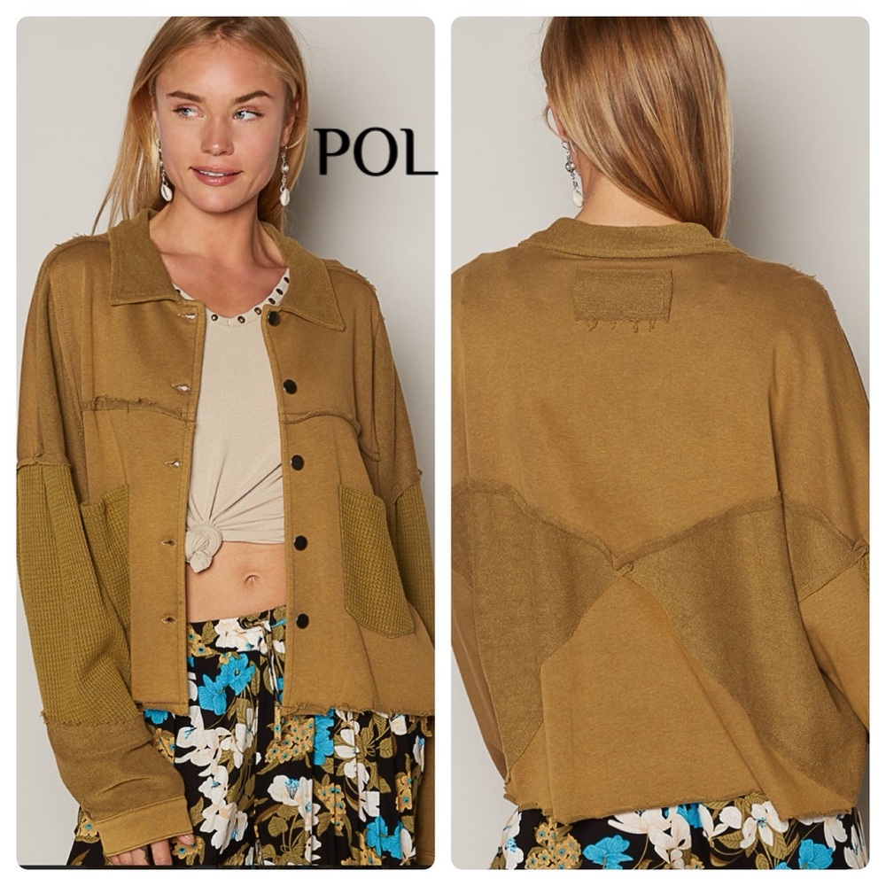 POL Tan Jacket with Button Front
